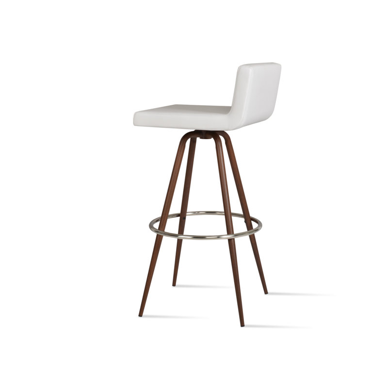Dallas Max Swivel Stool, Bar Stool (29" Seat Height), Walnut, White