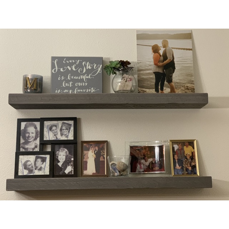 Mcevoy 2 Piece Pine Floating Shelf, Gray, 2" H x 18" W x 6" D