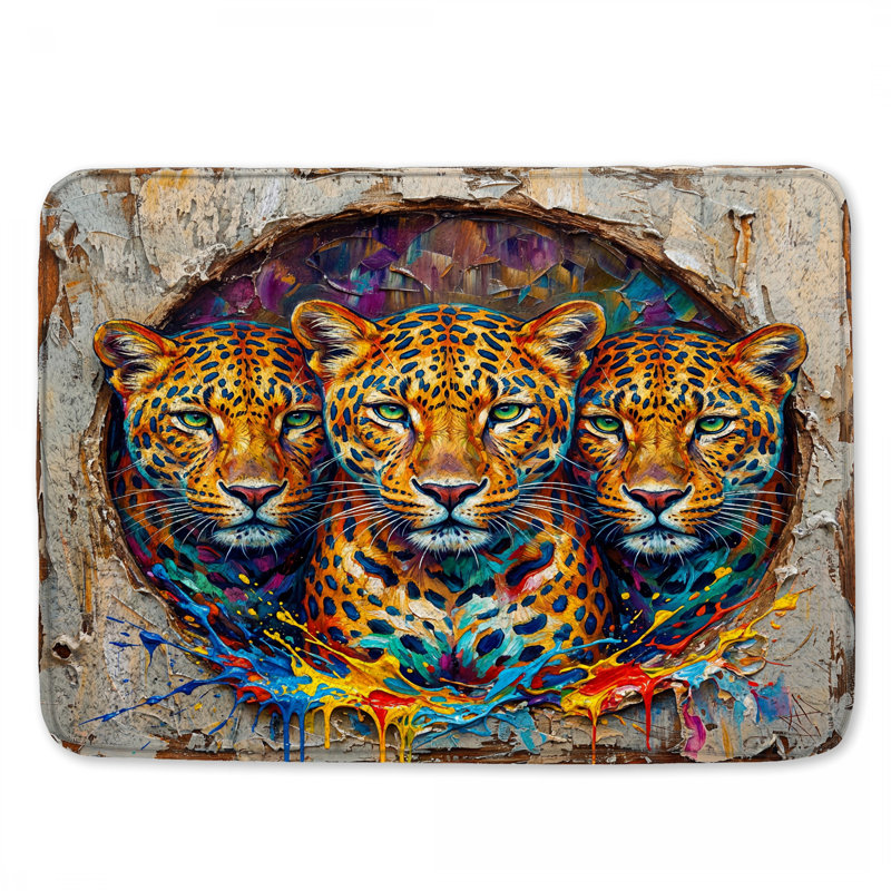Tapis de bain Trois léopards, 34in W x 21in L