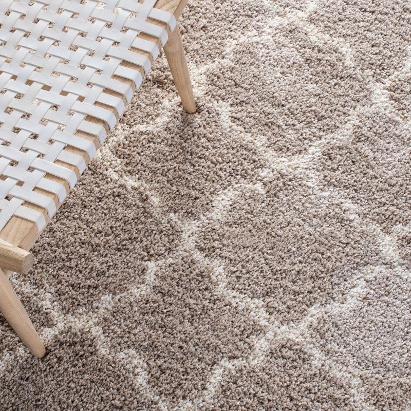 Tapis à motif géométrique Bonaire, Rond 7 pi, Gris clair / ivoire