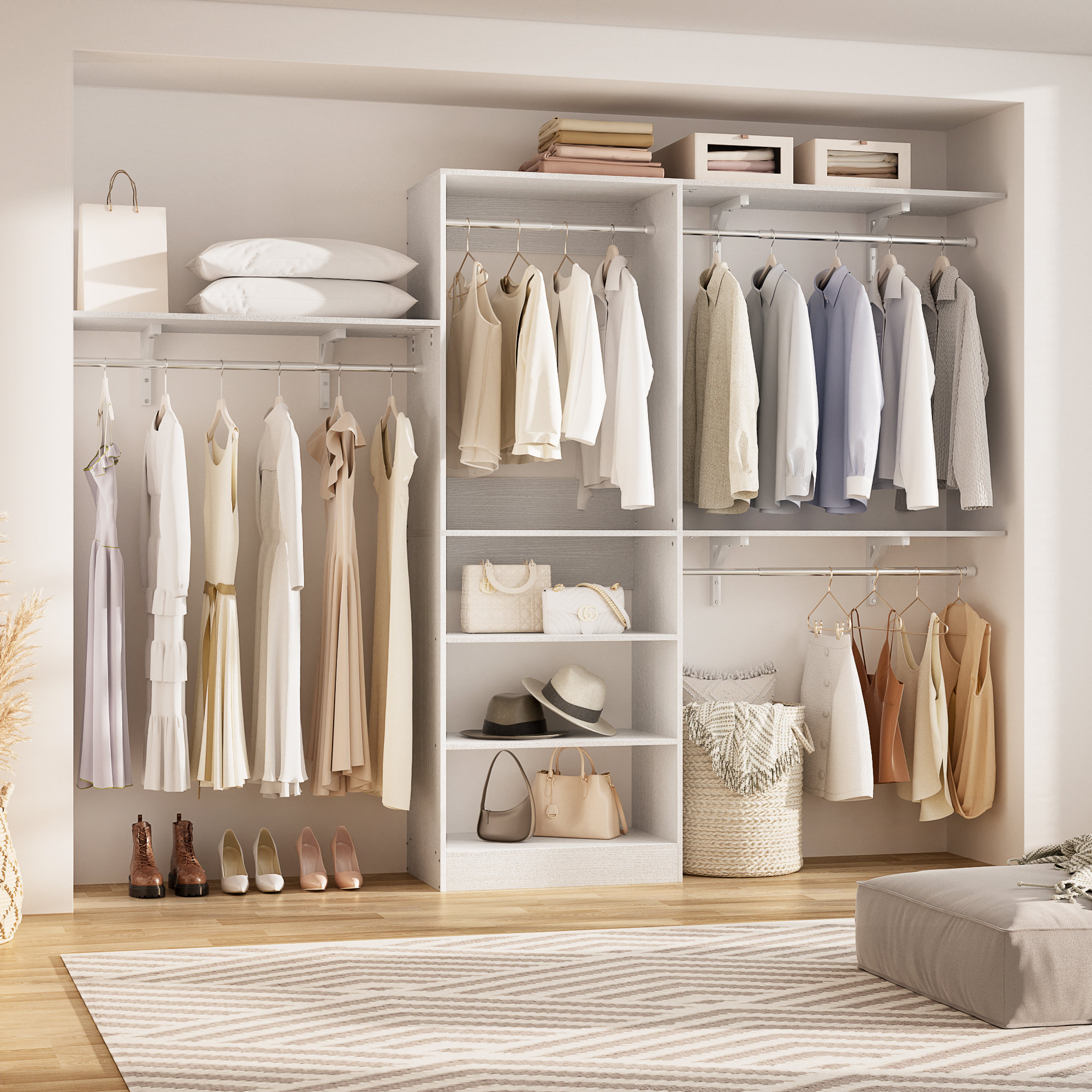 Ebern Designs Susse 20-96'' W Closet System Starter Kit & Reviews | Wayfair