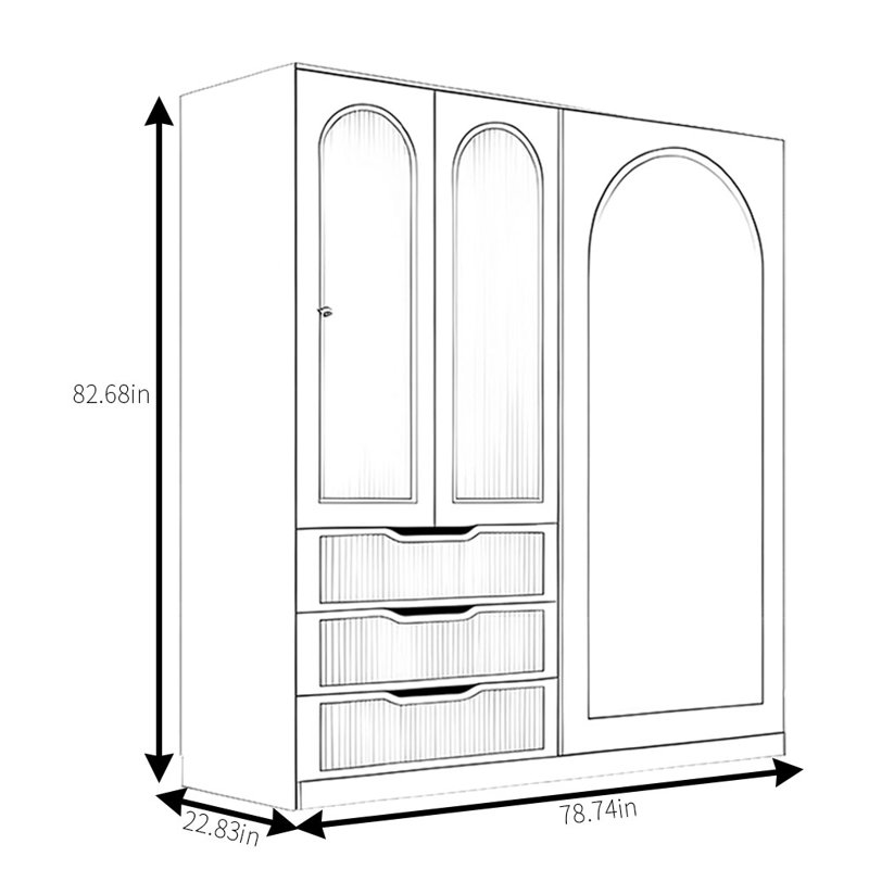 Armoire moderne, simple et luxueuse, H 82,68 po x l 78,74 po x P 22,83 po