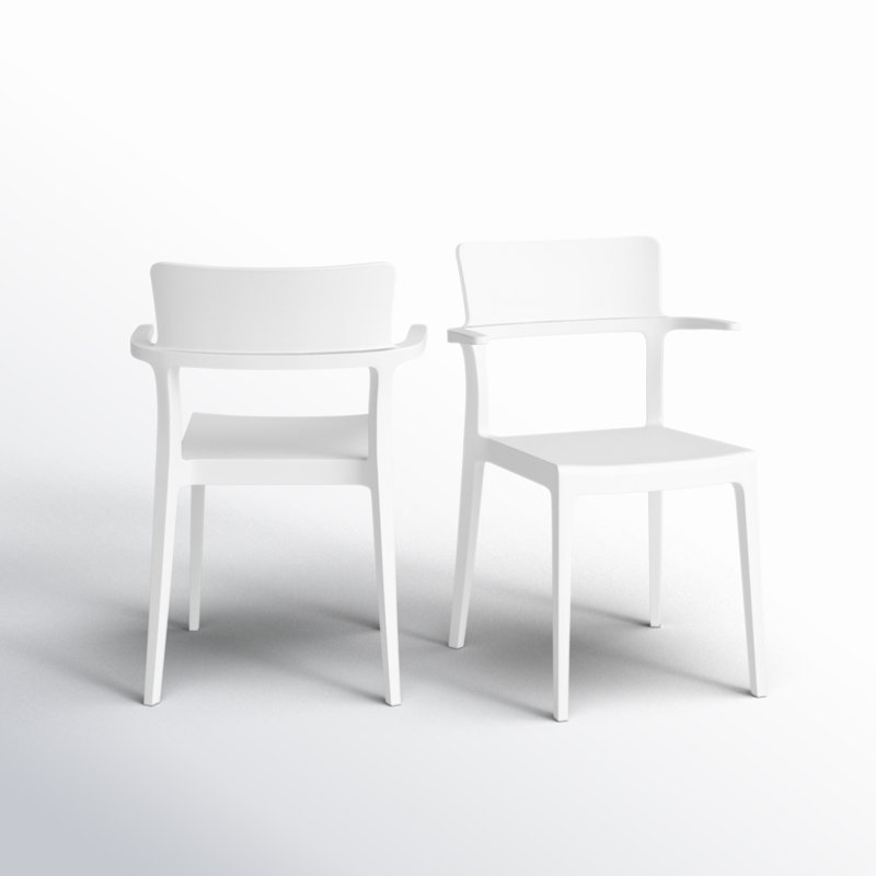 Fauteuil de salle à manger empilable Jeffrey, blanc