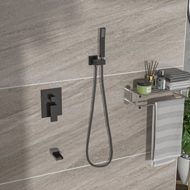 12" Ceiling Mounted Shower - Oil Rubber Bronze Waterfall Tub Spout 3 Function System Rainfall & Handheld Balanced Valve Effortless Install Cleanliness Guarantee Unit Mount Showers -Balanced