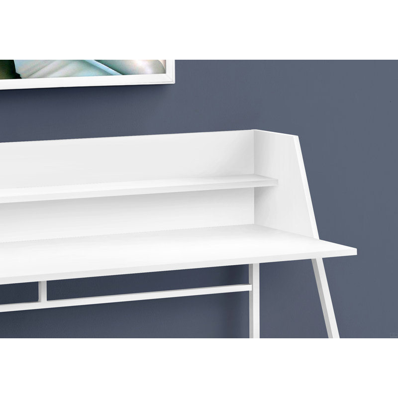 Bureau d'ordinateur, bureau personnel, ordinateur portable, tablettes de rangement, L 48 po, Blanc / blanc