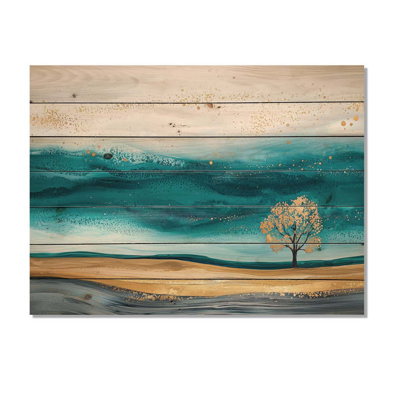 Doré, rêve doré de paysage de prairies - prairies, art mural sur bois de pin naturel, H 10 po x l 20 po