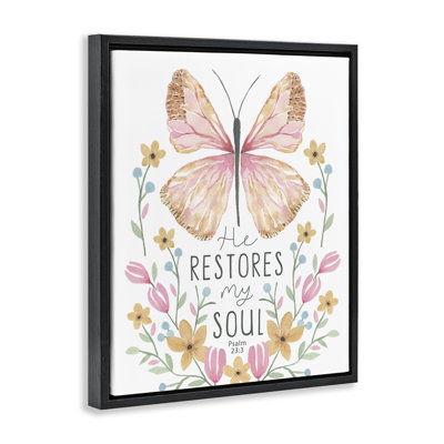 «Floral Restores My Soul Floater», art mural sur toile par Blue Chair Blessing