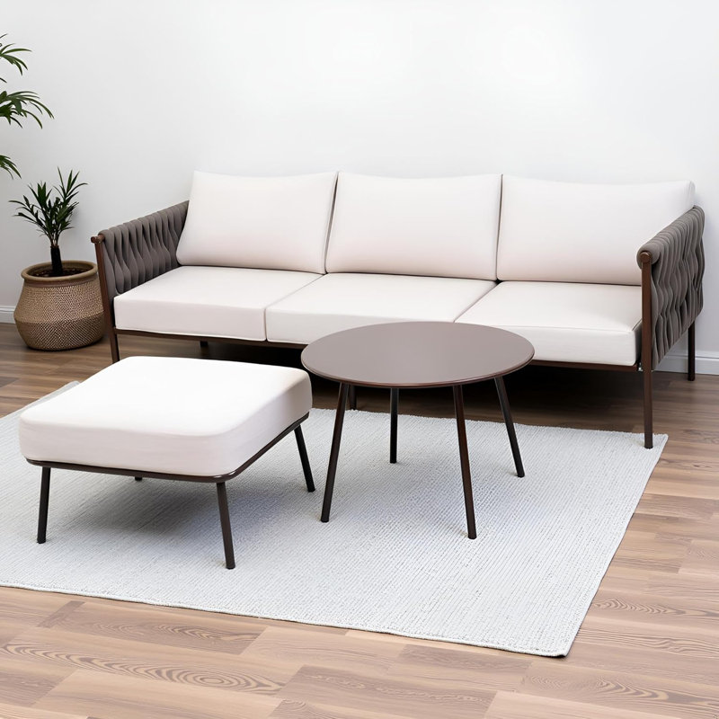 Canapé modulaire d'extérieur en métal 3 pièces