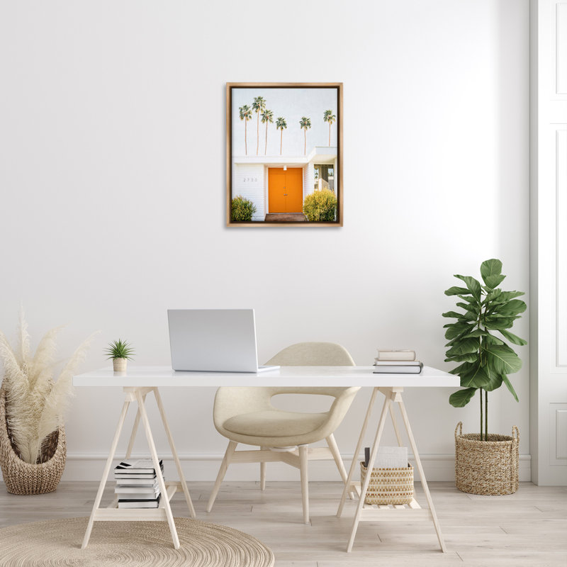 Art mural sur toile flottante Palm Springs, H 25 po x l 31 po, Cadre flottant orme Montalcino