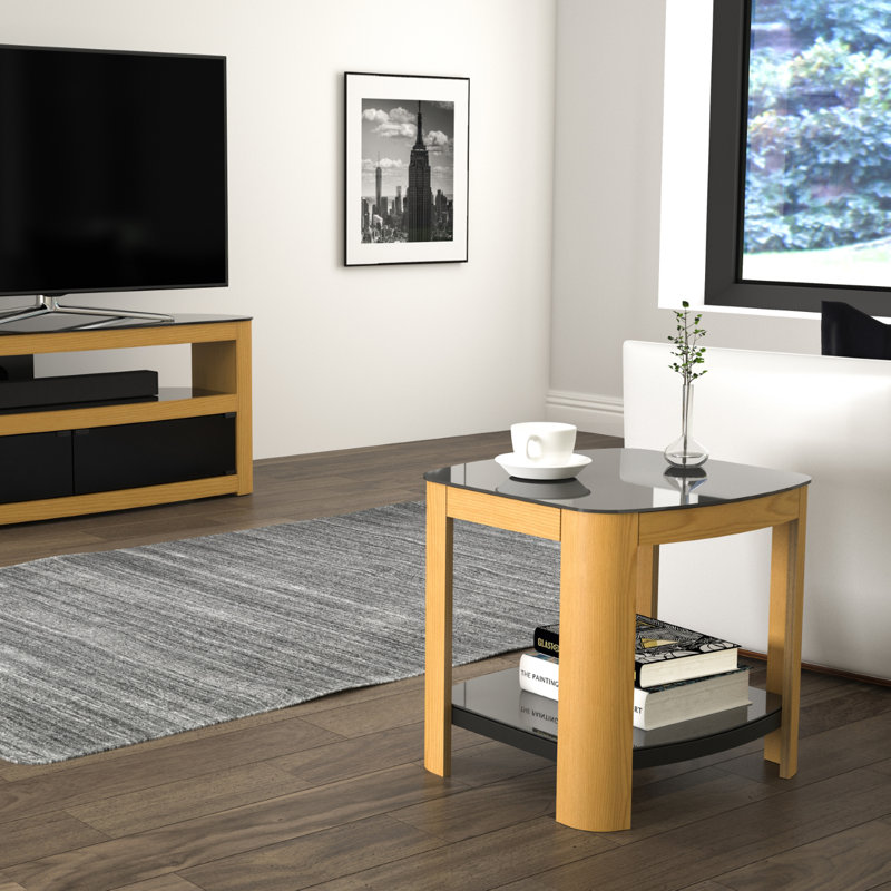 Ayala Glass Top End Table, Oak
