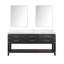 Meuble-lavabo double avec miroirs et tablette ouverte