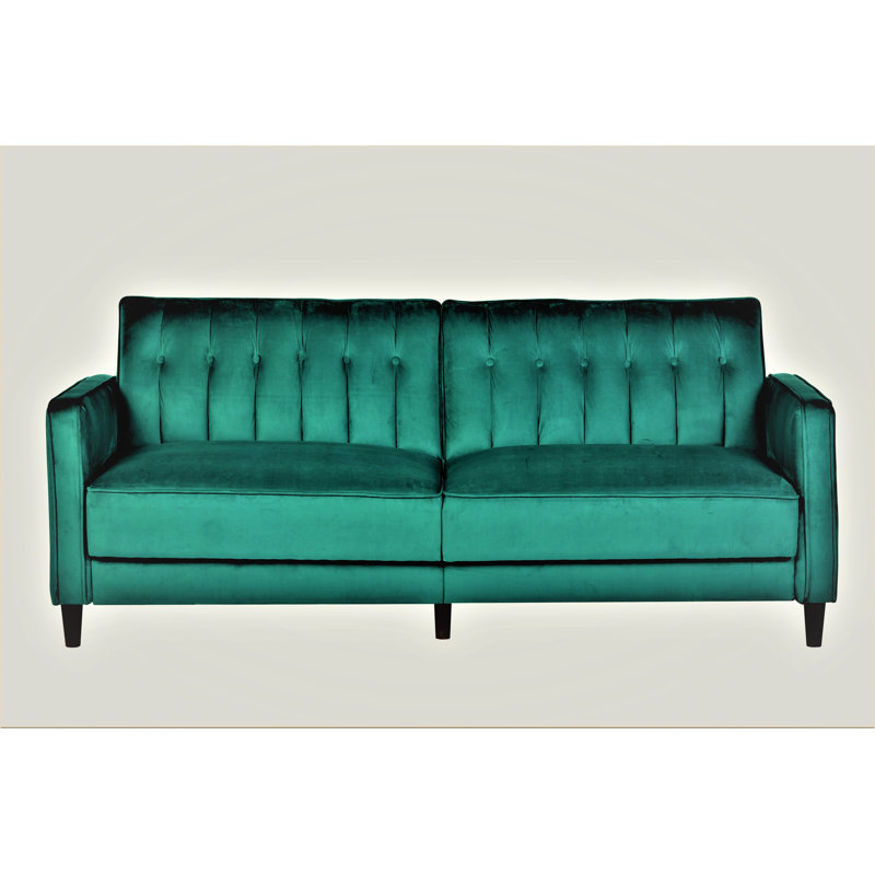 Grattan 81.1'' Velvet Futon, Green