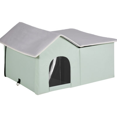 Foldable Heated Cat House With Large Pad - 18W Waterproof Heating Pad, 20C Temperature Rise, Power Failure Protection, Intelligent Thermostat, Aluminum And Pearl Cotton Insulation, Blanket Included,