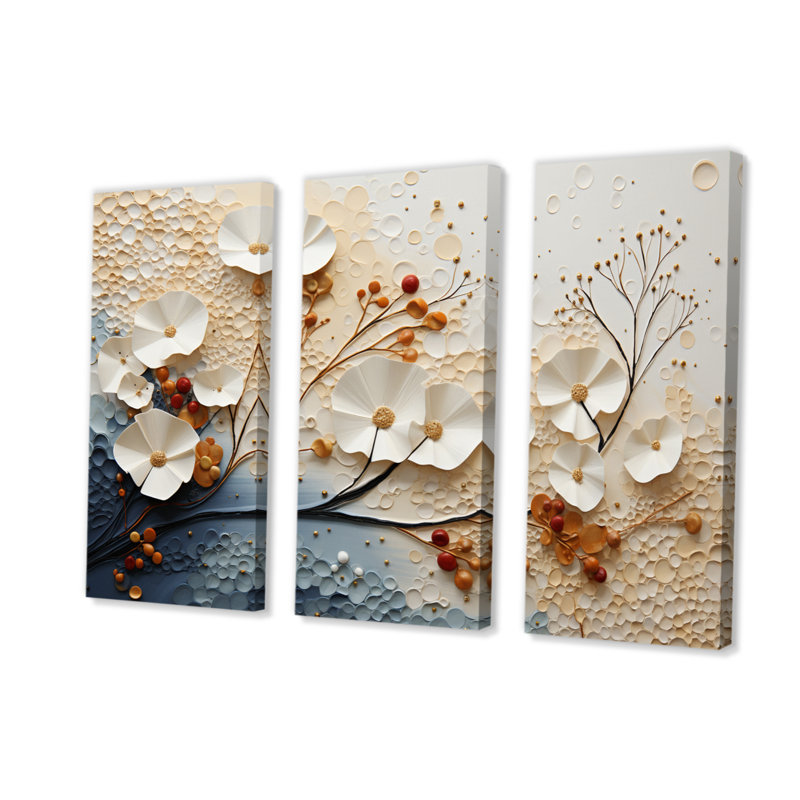 «Ethereal Elegance on Canvas», reproduction de 3 pièces, H 40 po x l 60 po x P 1 po