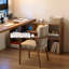 Bureau en bois massif brun noisette en demi-cercle-661809458