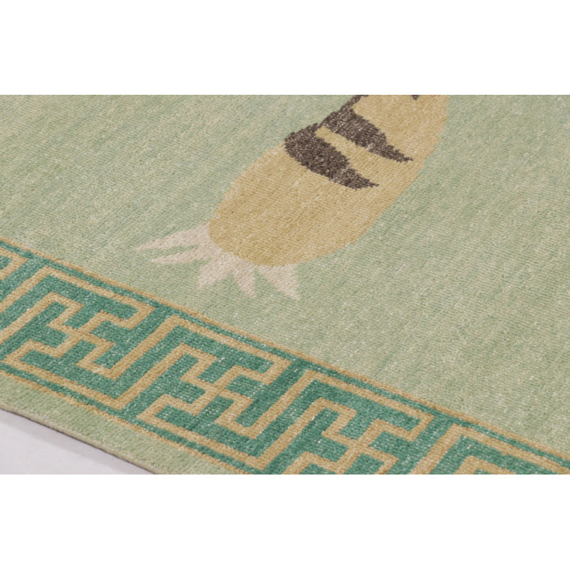 Rug & Kilim’S Distressed Tiger Rug In Green With Beige And Brown Pictorial