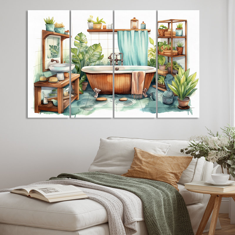 4 pièces de décor de salle de bain naturel