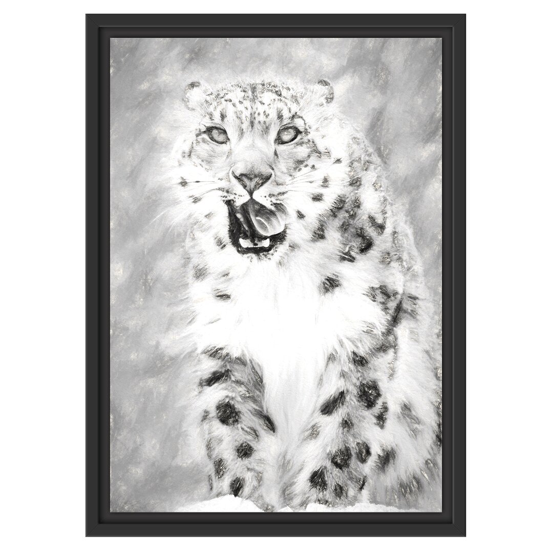 Gerahmtes Wandbild LeopardSchnee Kunst