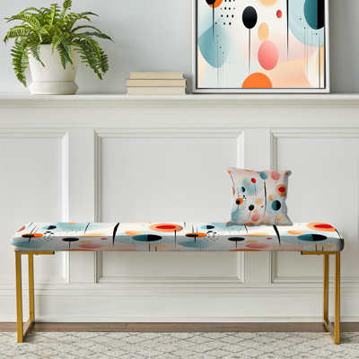 Pastel Abstraction - Banc rembourré géométrique doré