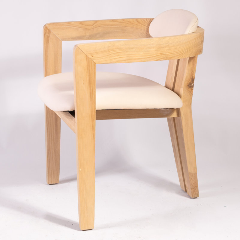 Serena Upholstered Arm Chair, White, Oak 