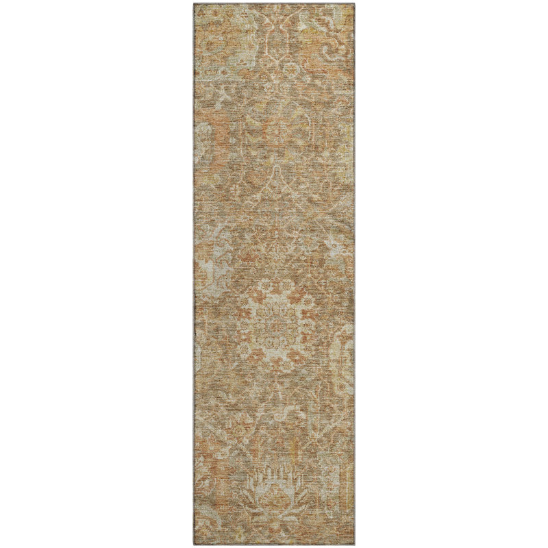 Premium Machine Washable Wayne AMF1101 Damask Rug, Runner 2'3" x 7'6"