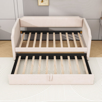 Lit de jour simple en bois avec couchette escamotable