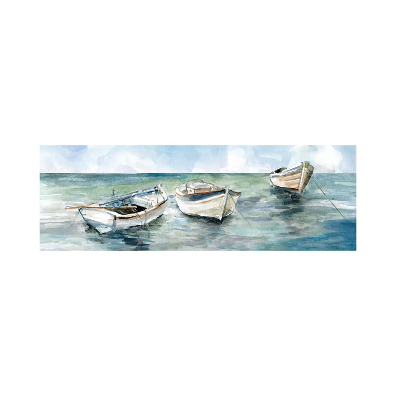 Caught At Low Tide II by Carol Robinson - Panoramic Painting on Canvas, No Frame, 30.48 cm H x 91.44 cm W x 1.91 cm D
