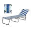 Chaise longue de camping, fauteuil de bronzage pliant moderne avec structure en acier, tissu Oxford bleu et blanc pour l'extérieur, la piscine et la plage