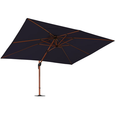 Parasol en porte-à-faux rectangulaire 108 po x 144 po avec base en tôle d'acier, bleu marine 108 po x 144 po