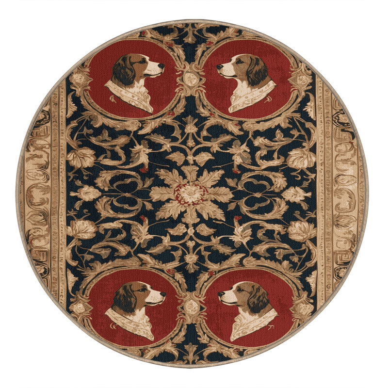 Tapis brun français lavable à la machine, Rond 6 pi