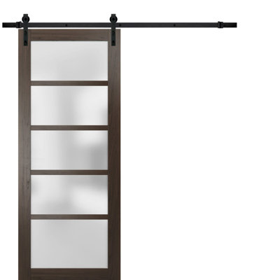 Quadro Frosted Glass Panelled Wood Barn Door