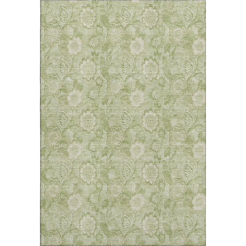 Premium Machine Washable Ralston AMF1939 Floral Rug, Rectangle 3' x 5'