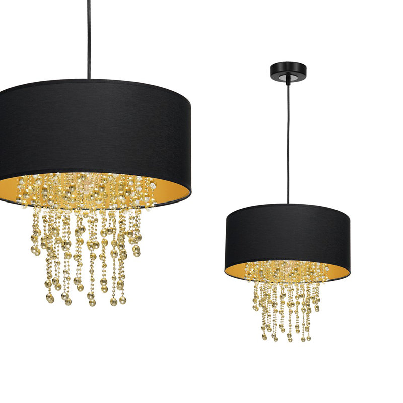 Donahoe 1 - Light Drum Pendant, Black/Gold