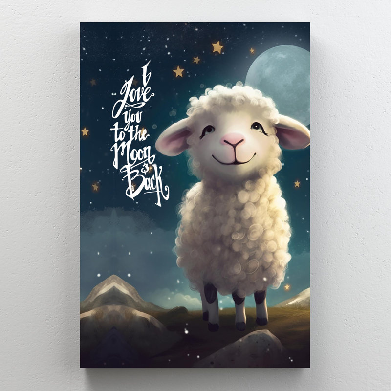 «Aminur Sheep I Love You To The Moon Back On», impression sur toile, H 14 po x l 11 po x P 1,25 po