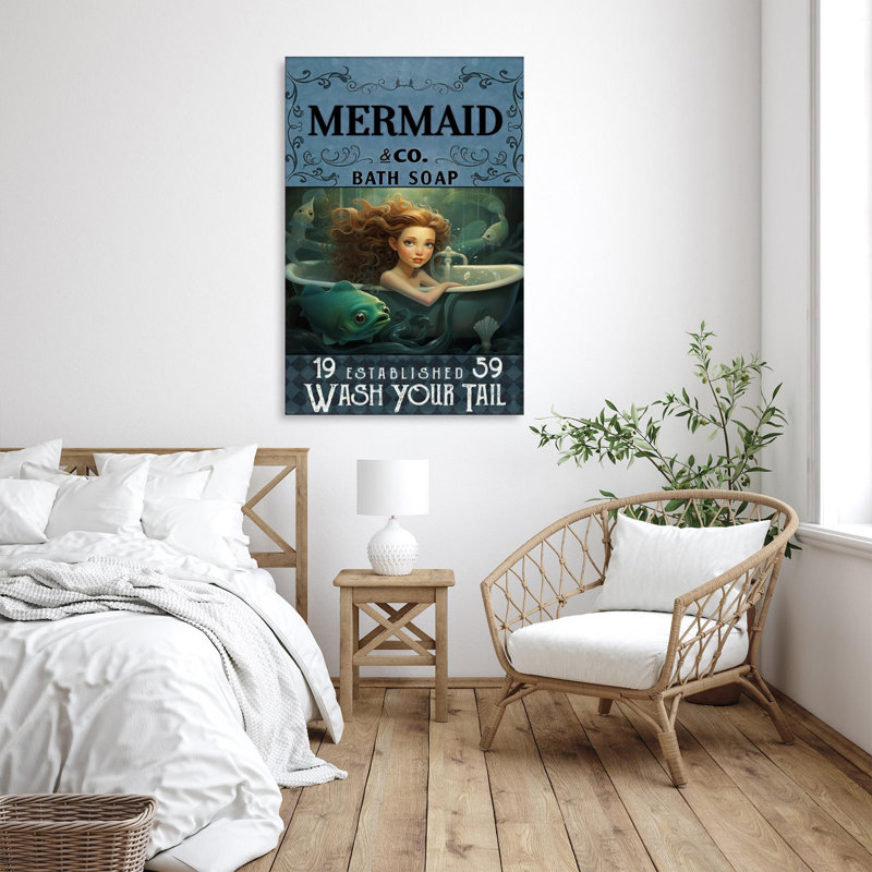 «Mermaid Bath Soap - 1 pièce», reproduction d'art graphique sur toile tendue, L 24 po x H 36 po