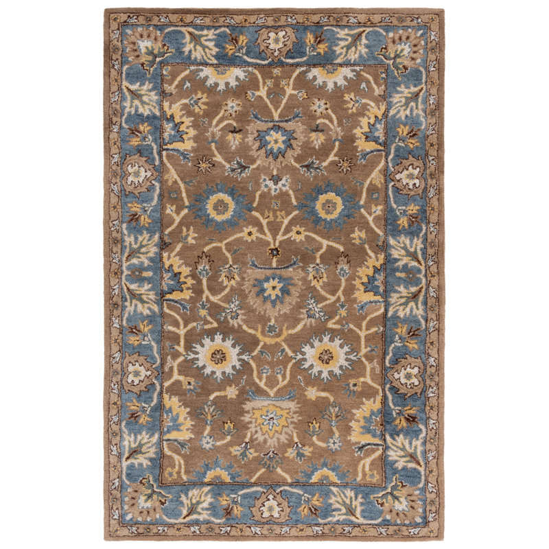 Tapis brun / bleu en laine touffeté à la main Cranmore, Rectangle 5 pi x 8 pi
