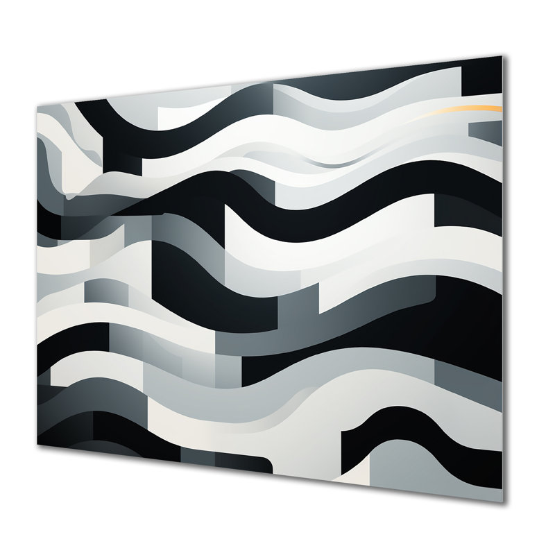 Vagues d'art stylisées monochromes - Vagues, H 34 po x l 44 po, Métal métal