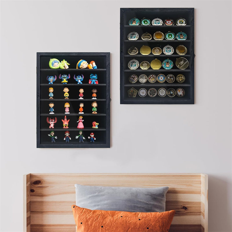 Shadow Box Frame With Removable Shelves, Black Deep Memory Box Display Case For Military Medals Flowers Keepsake Collectibles