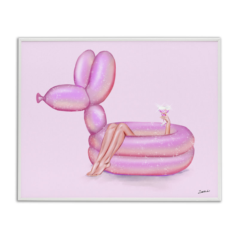Art de giclée de ballons d'animaux par Ziwei Li, Estampe numérique encadrée blanc bord de mer, H 16 po x l 20 po