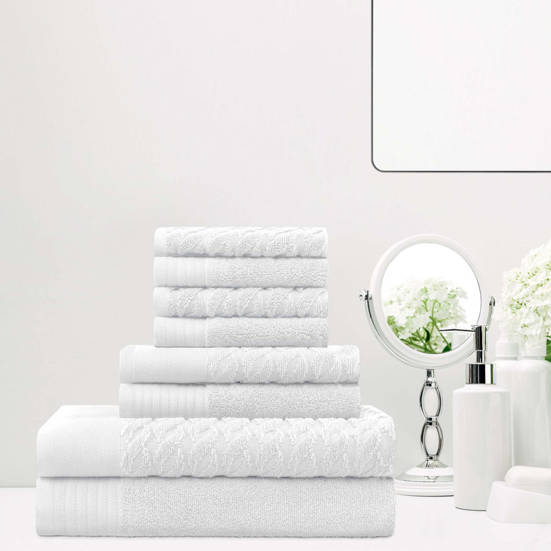 Ensemble de serviettes en coton jacquard Malden, Blanc