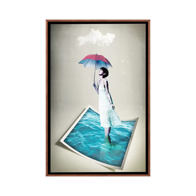 Toe In The Water by Vin Zzep - Print on Canvas, 66.04 cm H x 45.72 cm W, Classic Brown Wood Framed