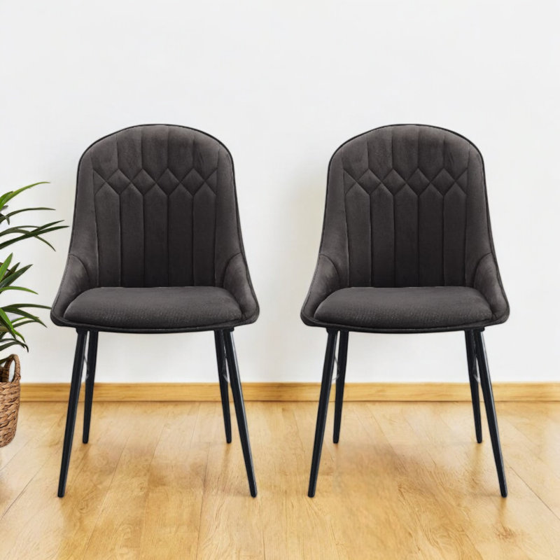 Ensemble de 2 fauteuils d'appoint en tissu gris Fillet et finition noire