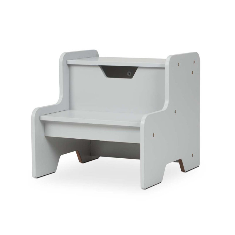 Escabeau en bois Ahlijah - gris, Gris