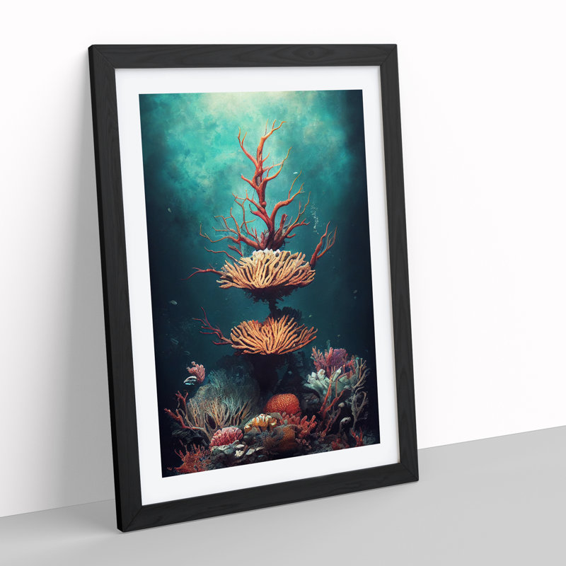 The Beautiful Coral Reef - Single Picture Frame Print, 64cm H x 46cm W x 2cm D, Black Framed
