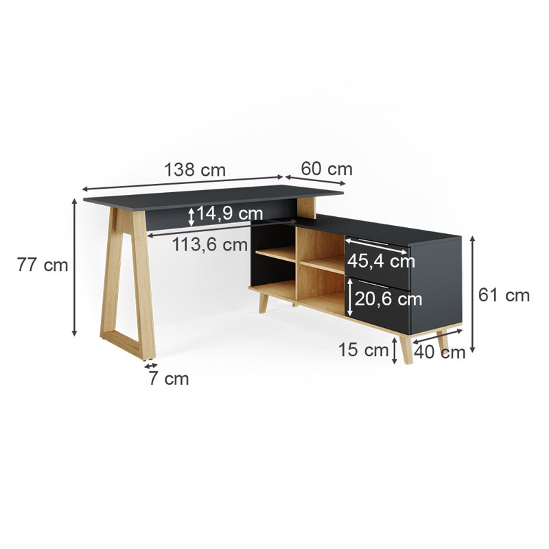 Cara L-Shaped Writing Desk