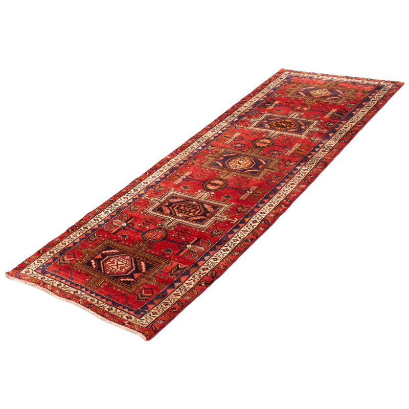 Tapis rouge anatolien fait à la main de conception unique 3 pi 5 po x 10 pi 7 po Konya