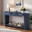 Console moderne avec 3 tiroirs, tablette inférieure ouverte et pieds semi-circulaires-1064590706