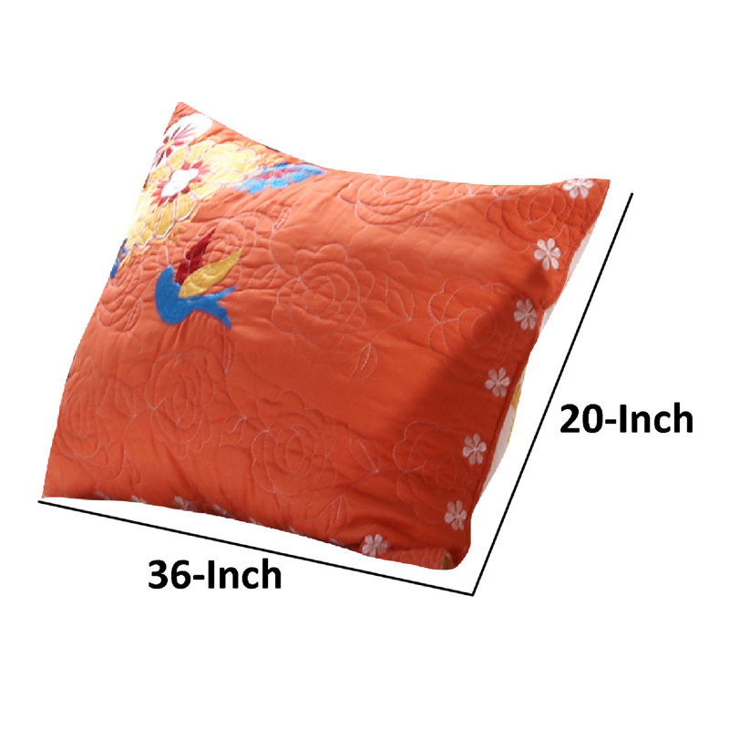 King Size Multicolor Embroidered Cotton Polyester Pillow Sham