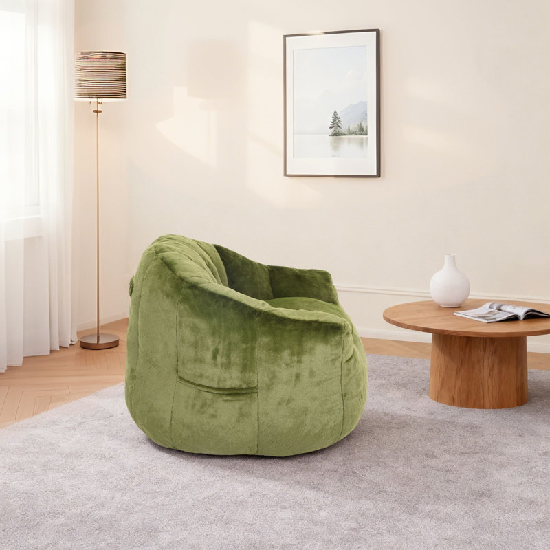 Fauteuil à billes Comfy, Imitation fourrure verte