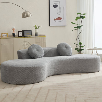 Modern Minimalist Curved Sofa With Soft Pillows And No Assembly Required